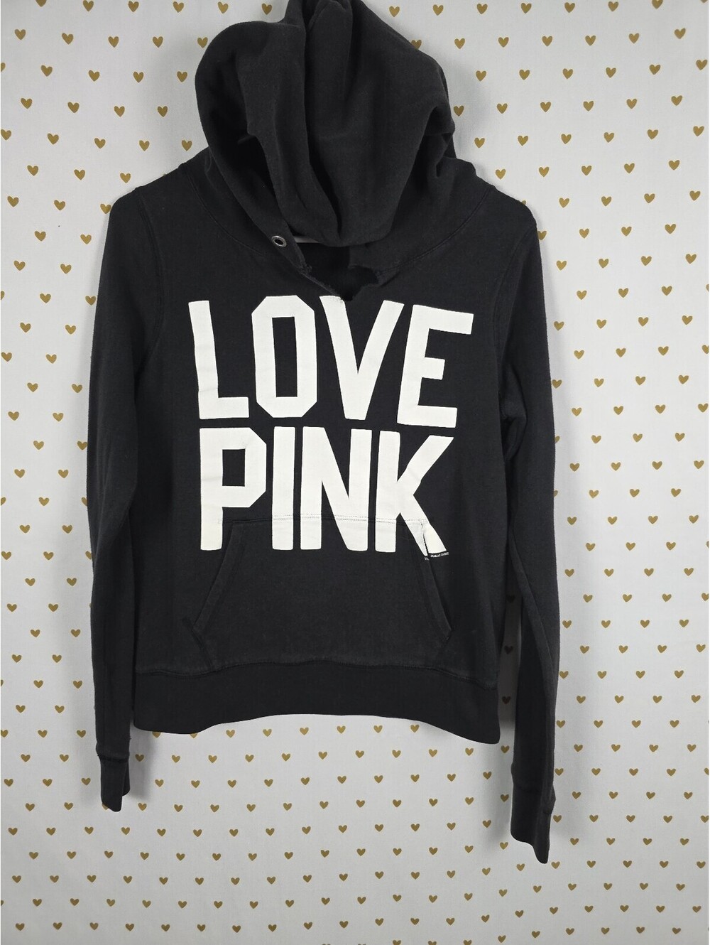 Victorias Secret Pink Vintage Y2k Hooded Sweater Love 86 Black Small
